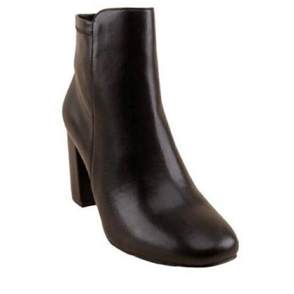 MIA Carla Black Ankle Bootie Block Heel Zipper Closure